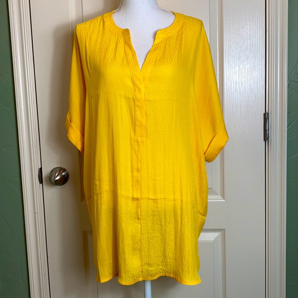 NEW Lane Bryant Yellow Mixed-Media Top sz 22/24